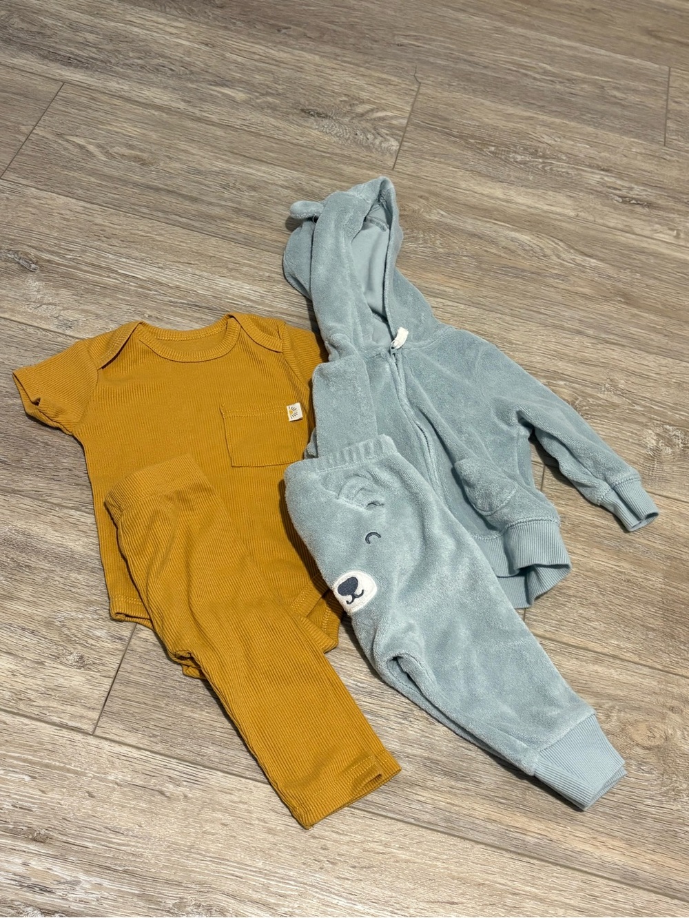 Toddler Two-Piece One-Piece Set - Mustard & Sage by